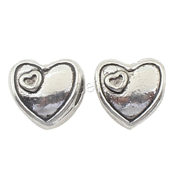 Zinc Alloy Heart Beads, plated, more colors for choice, 11x11x8mm, Approx 166PCs/Bag, Sold By Bag