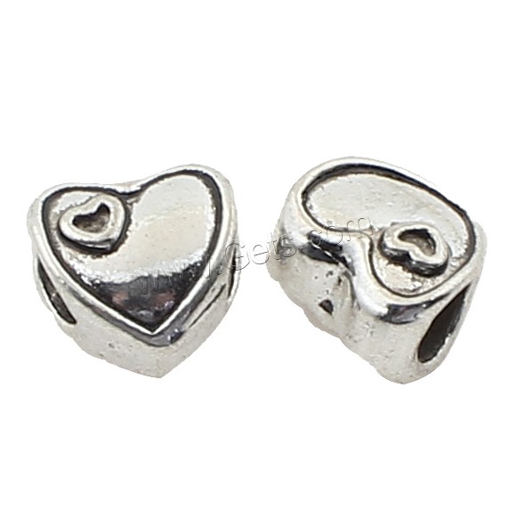 Zinc Alloy Heart Beads, plated, more colors for choice, 11x11x8mm, Approx 166PCs/Bag, Sold By Bag