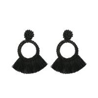 Resin Tassel Earring, with Cotton Thread, plated, for woman 