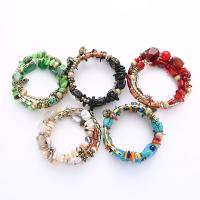 Fashion Zinc Alloy Bracelets, with Mixed Agate, plated, for woman & multi-strand Approx 8.6 Inch 