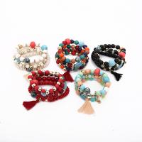 Fashion Zinc Alloy Bracelets, with Lampwork & Resin, plated, for woman & multi-strand Approx 7 Inch 