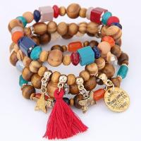 Fashion Zinc Alloy Bracelets, with Wood & Acrylic, plated, adjustable & for woman Approx 7 Inch 