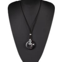 Black Sandalwood Sweater Necklace, with Cotton Cord & Zinc Alloy, antique silver color plated, Unisex 800mm Approx 31.4 Inch 