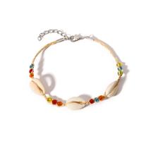 Trumpet Shell Anklet, with Cotton Cord & Brass, with 4cm extender chain, gold color plated, fashion jewelry & for woman, 19mm Approx 7.8 Inch 