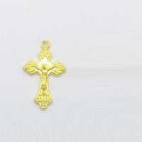 Pendentifs croix en alliage de zinc  , Crucifix, Placage de couleur d'or Environ 2mm Vendu par sac