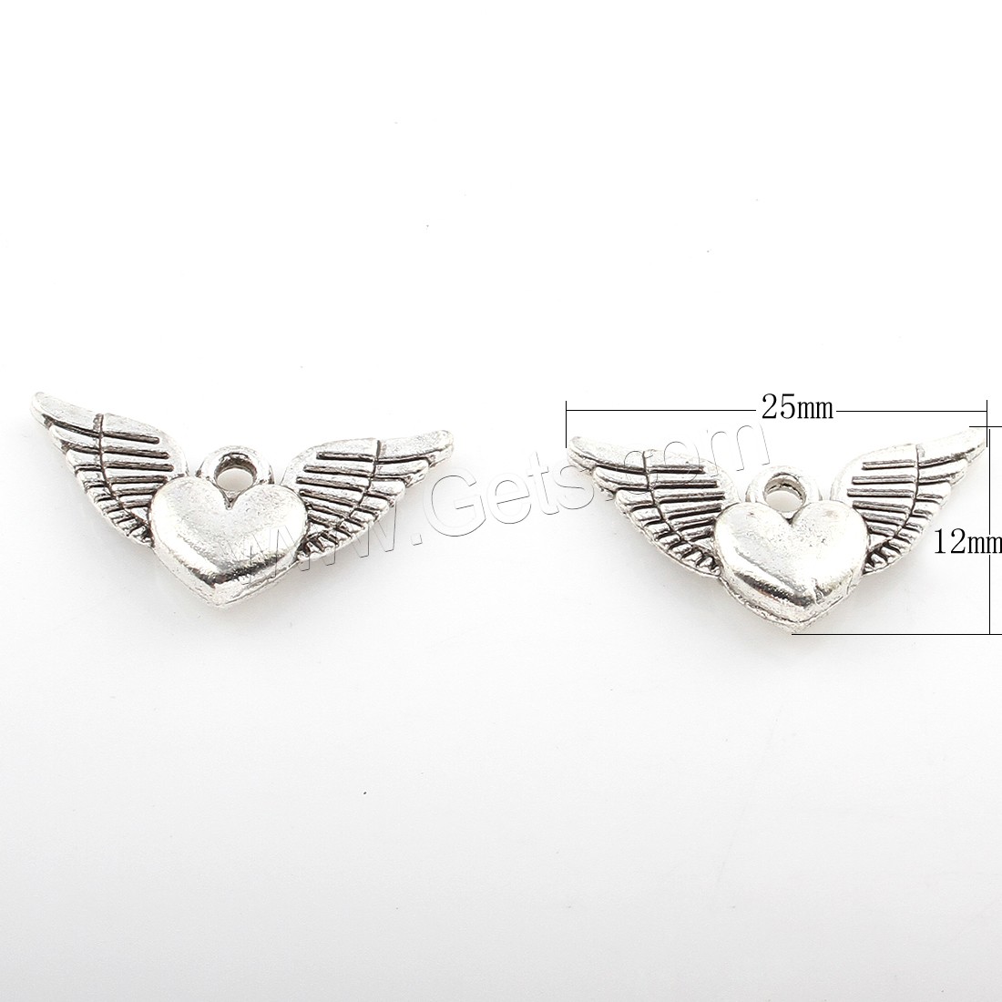 Zinc Alloy Heart Pendants, Winged Heart, plated, more colors for choice, 12x25mm, Hole:Approx 2mm, Approx 207PCs/Bag, Sold By Bag