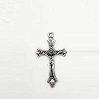 Pendentifs croix en alliage de zinc  , Crucifix, Plaqué de couleur d'argent Environ 2mm Vendu par sac