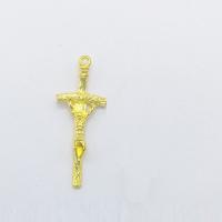 Pendentifs croix en alliage de zinc  , Crucifix, Placage de couleur d'or Environ 2mm Vendu par sac
