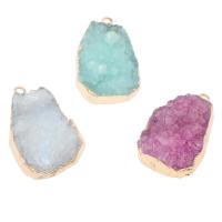 Natural Agate Druzy Pendant, Ice Quartz Agate, with Brass - Approx 