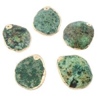 Agate Brass Pendants, with Brass, green - Approx 2mm, Approx 