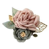 Cloth Brooch, with Zinc Alloy, Flower, plated, Korean style & for woman 100mm 
