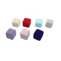 Бархатная коробочка для кольца, Бархат, с картон, Квадратная форма, Другое покрытие, Много цветов для выбора продается PC
