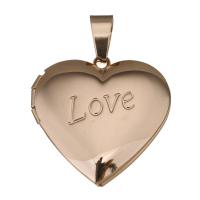 Stainless Steel Locket Pendant , Heart, rose gold color Approx Inner Approx 