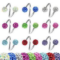 Stainless Steel Ear Piercing Jewelry, Round, Unisex & with rhinestone, mixed colors, 1.2*8*3mm 