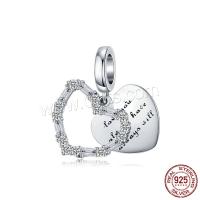 Sterling Silver Heart Pendants, 925 Sterling Silver, with Cubic Zirconia, real silver plated Approx 2-3mm 