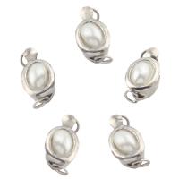 Brass Box Clasp, with ABS Plastic Pearl, plated, platinum color Approx 2mm, Approx 