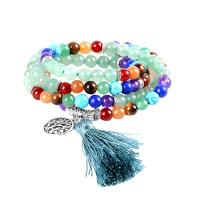 Fashion Zinc Alloy Bracelets, with Gemstone, Tree, antique silver color plated, for woman & multi-strand & hollow, 6mm Approx 27 Inch 