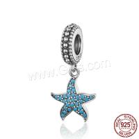 Cubic Zirconia Micro Pave Sterling Silver Pendant, 925 Sterling Silver, Star, real silver plated, micro pave cubic zirconia Approx 2-3mm 