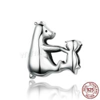 Sterling Silver Animal Bead, 925 Sterling Silver, Polar Bear, real silver plated Approx 4.5mm 