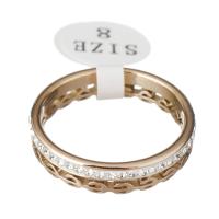 Нержавеющая сталь Rhinestone палец кольцо, нержавеющая сталь, с клей, плакированный цветом розового золота, разный размер для выбора, 5mm, продается PC
