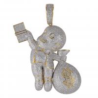 Cubic Zirconia Micro Pave Brass Pendant, with Cubic Zirconia, Cartoon, plated & micro pave cubic zirconia & for man Approx 45.7 Inch 