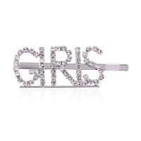 Hair Slide, Zinc Alloy, plated & for woman & with rhinestone 