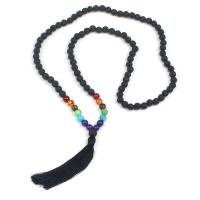 Lava Sweater Necklace, with Polyamide & Gemstone, Tassel, Unisex 80mm Approx 31.5 Inch 