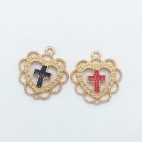 Zinc Alloy Heart Pendants, gold color plated, enamel & hollow Approx 2mm 