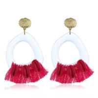 Fashion Tassel Earring, Zinc Alloy, gold color plated, for woman, 50*90mm 