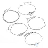 Fashion Zinc Alloy Bracelets, plated, 5 pieces & for woman, silver color 