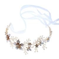 Brautkranz, Zinklegierung, mit Kristall & Kunststoff Perlen, goldfarben plattiert, für Frau & mit Strass, Goldfarbe, 300,60mm, verkauft von PC