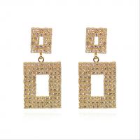 Zinc Alloy Rhinestone Drop Earring, with Rhinestone, Square, plated, fashion jewelry & for woman 