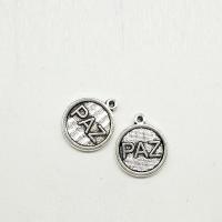 Zinc Alloy Flat Round Pendants, antique silver color plated Approx 1mm 