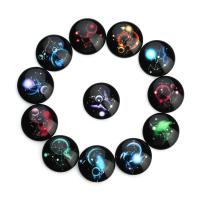 Lampwork Cabochon, Round, starry design & flat back, mixed colors 