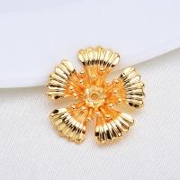 Brass Bead Cap, Flower, real gold plated, 19*19mm 