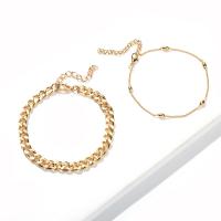 Zinc Alloy Bracelet Set, plated, 2 pieces & for woman, golden, 195mm,200mm 