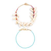 Cotton Cord Bracelet Set, with Seedbead & Shell, plated, 2 pieces & for woman, multi-colored, 215mm,225mm 