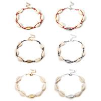 Fashion Zinc Alloy Jewelry Sets, with Waxed Nylon Cord & Shell, plated, fashion jewelry & for woman 14.9inchuff0c9.05inch 