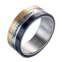 Stainless Steel Finger Ring, Nuggets, plated, multilayer & rotatable & with letter pattern & for man, metallic color plated 