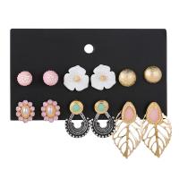 Zinc Alloy Earring Set, with Resin, plated, 6 pieces & for woman, multi-colored, 8mm,10mm,14mm,15mm,35mm, 6/Set 