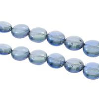 Natürlicher Quarz Perle, flachoval, bunte Farbe plattiert, verschiedene Größen vorhanden, Bohrung:ca. 1mm, Länge:ca. 15.1 ZollInch, verkauft von Strang