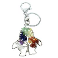 Gemstone Key Chain, with Brass, Penguin, platinum color plated 