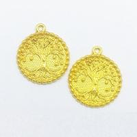 Zinc Alloy Flat Round Pendants, gold color plated Approx 1mm 