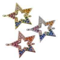 Cubic Zirconia Micro Pave Brass Connector, Star, plated, micro pave cubic zirconia & 1/1 loop Approx 1.5mm 