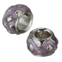 Enamel Brass European Beads, silver color plated, purple Approx 5mm 
