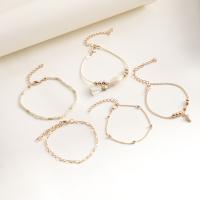 Zinc Alloy Bracelet Set, with Cotton Thread & Seedbead & Shell, plated, 5 pieces & fashion jewelry & for woman, golden Approx 7 Inch 