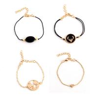 Zinc Alloy Bracelet Set, with Cotton Cord, plated, 4 pieces & fashion jewelry & for woman, golden 