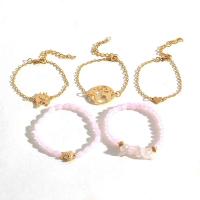 Zinc Alloy Bracelet Set, with Acrylic, plated, 5 pieces & fashion jewelry & for woman, golden 