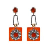 Resin Zinc Alloy Earring, with Resin, plated, fashion jewelry & for woman & with rhinestone 