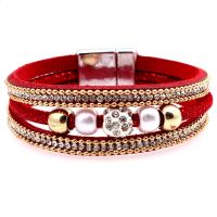 Fashion Velveteen Cord Bracelets, with Rhinestone & Plastic Pearl & Zinc Alloy, fashion jewelry & for woman 